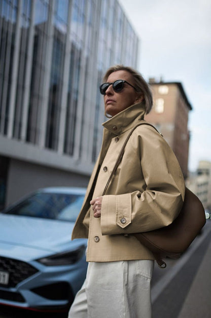 Trendy Khaki Long Sleeve Jacket