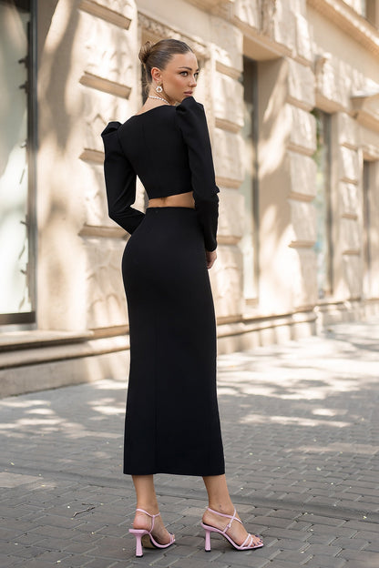 Kelly Puff Sleeve Midi Skirt Set