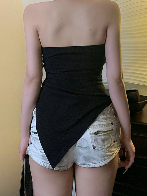 Black Y2k Hot Diamond Bandeau Top