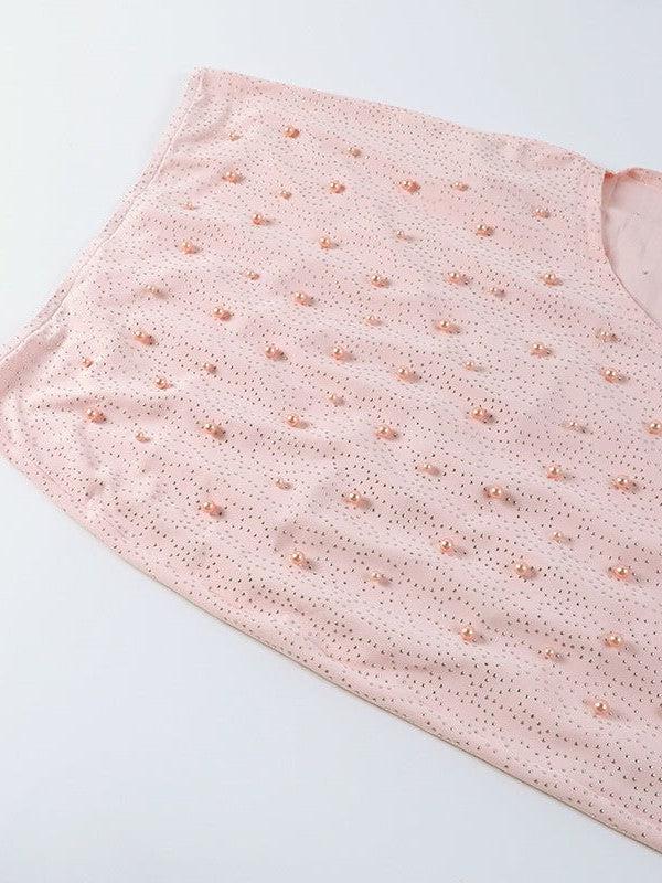 Pearl Beaded Crop Top & Sheath Skirt Coord Set