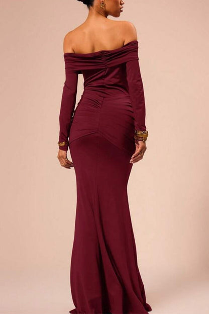 Meridress Off Shoulder Knot Front Bodycon Maxi Party Dress