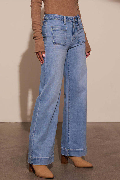 Meridress Chic Straight Wide Leg Denim Pants
