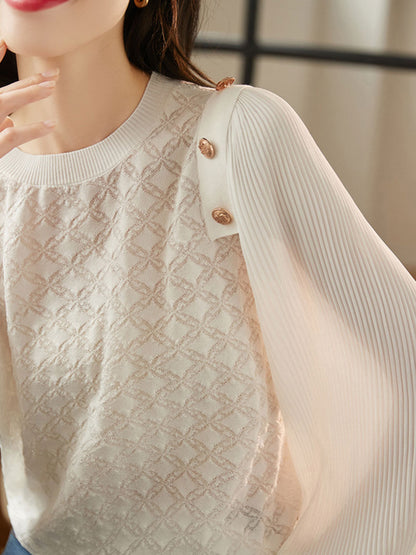 Alyssa Elegant Balloon Sleeve Knitted Blouse