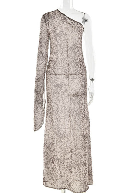 Leopard Mirage One-Shoulder Dress