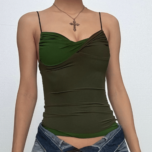 Contrast ruched backless cami top