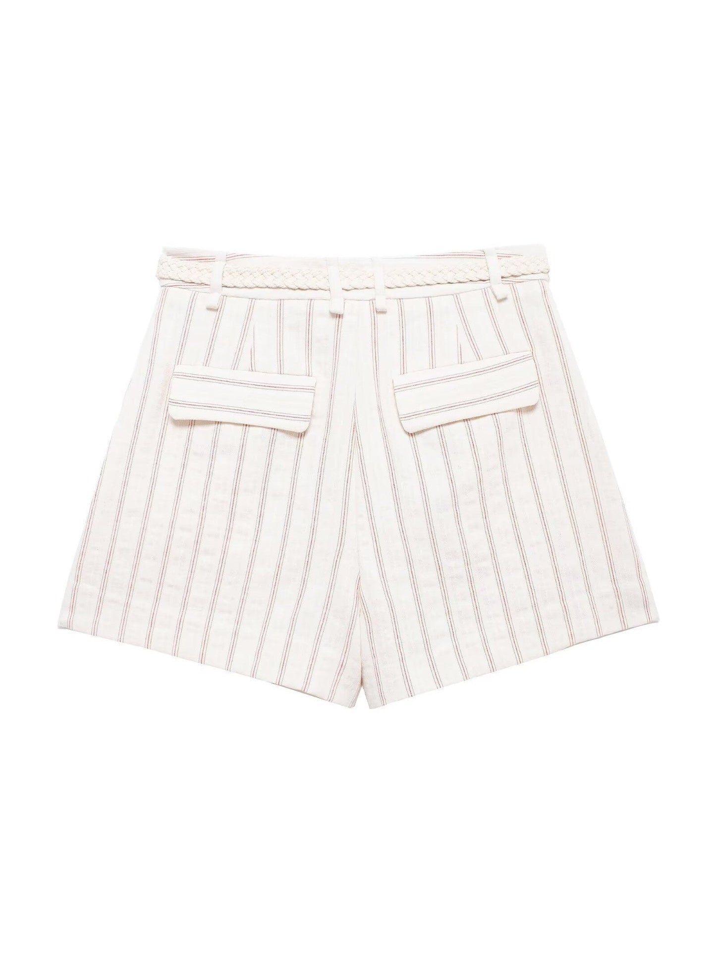 Striped Vest Waist Coat & Shorts With Belt Coord Set