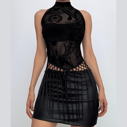 Halter tassels abstract pattern top