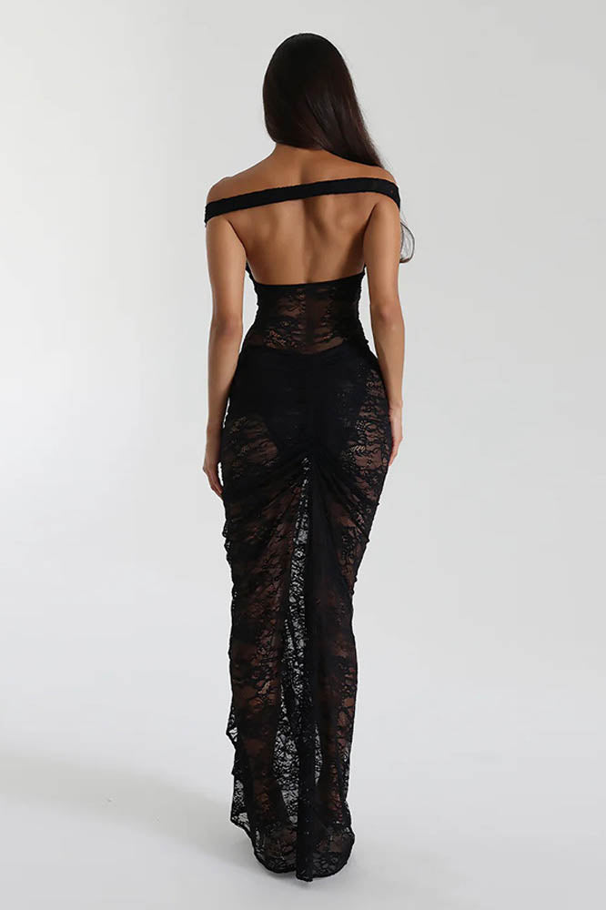 Lace Whisper – Backless Skirt Ensemble