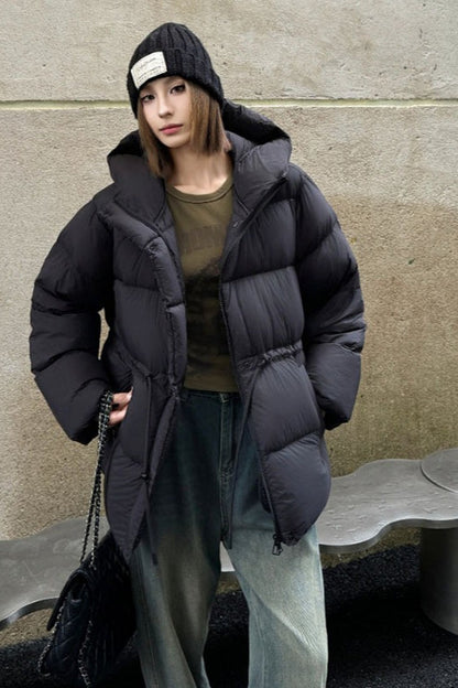 Premium White Duck Down Trench Puffer Jacket