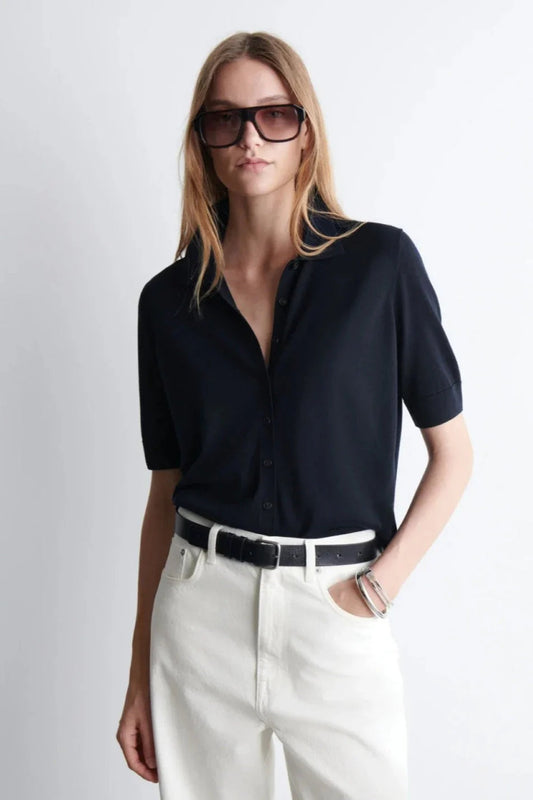 Short Sleeve Polo Cardigan