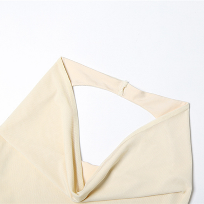 Halter mesh ruched cowl neck mini skirt set