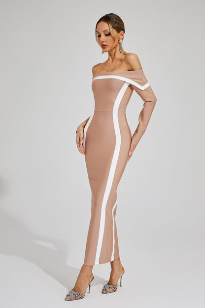 Harrod Apricot Off Shoulder Bandage Dress
