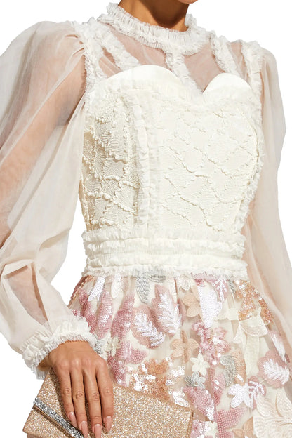 Winifred White Mesh Floral Dress