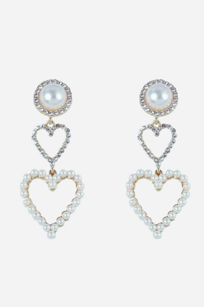 Pearl Looped Heart Earrings