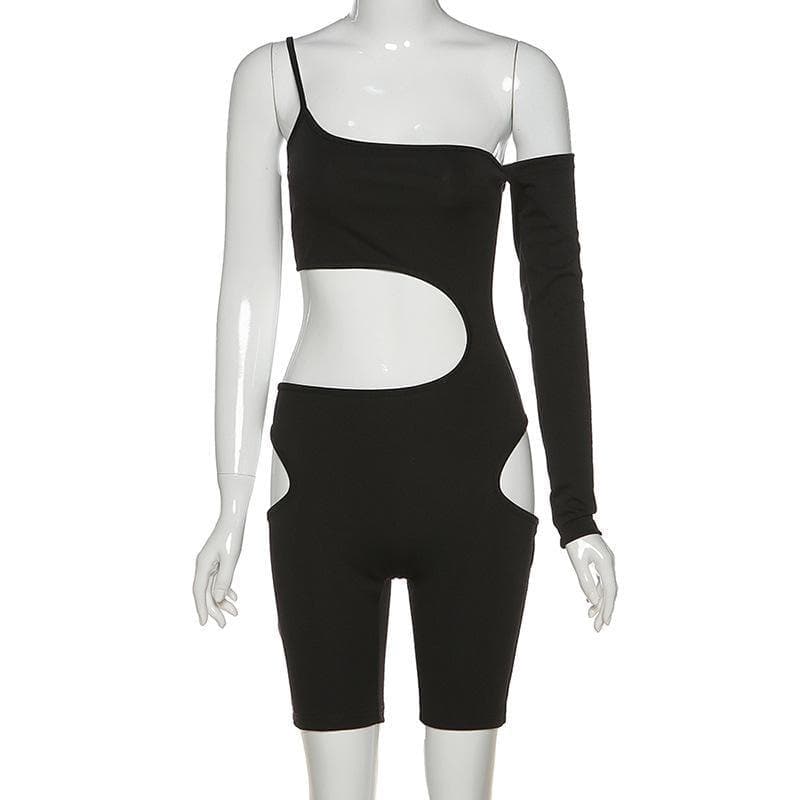 Halibuy One shoulder asymmetrical hollow out romper