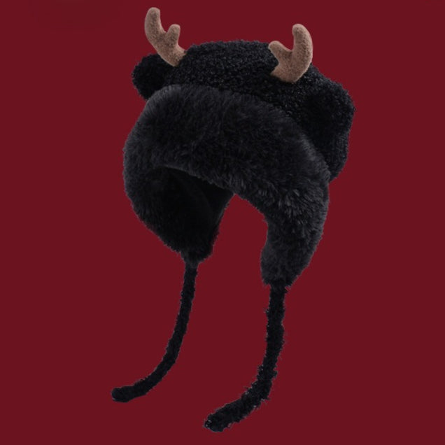 Cozy Plush Earflap Slouchy Hat