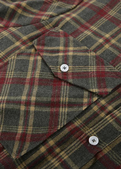 Retro Plaid Women's Shirt - Minimalist Long Sleeve