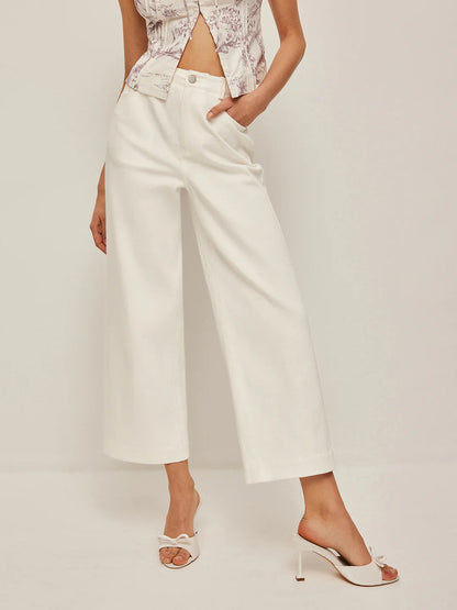 All-matching Wide Leg White Jeans