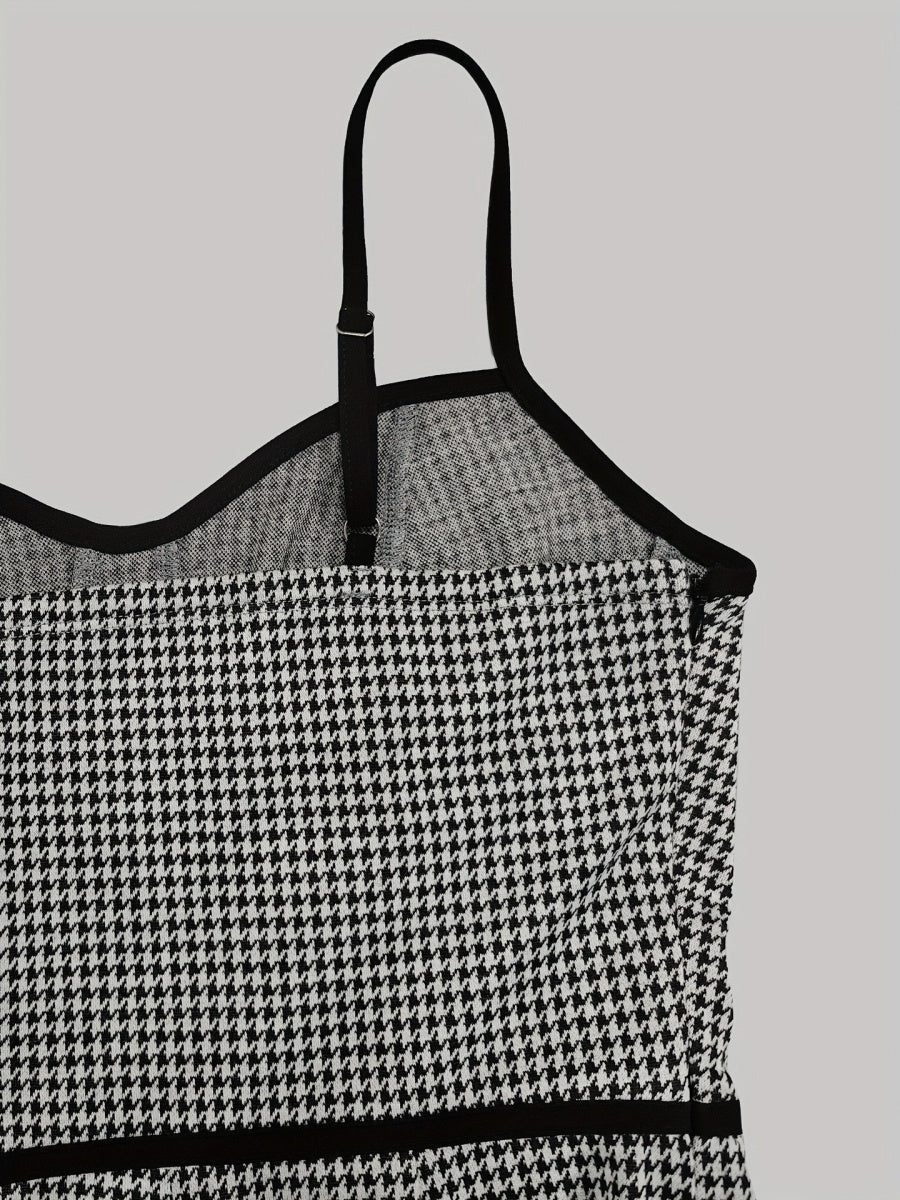 Plaid Camisoles Wide Leg Commuting Jumpsuits