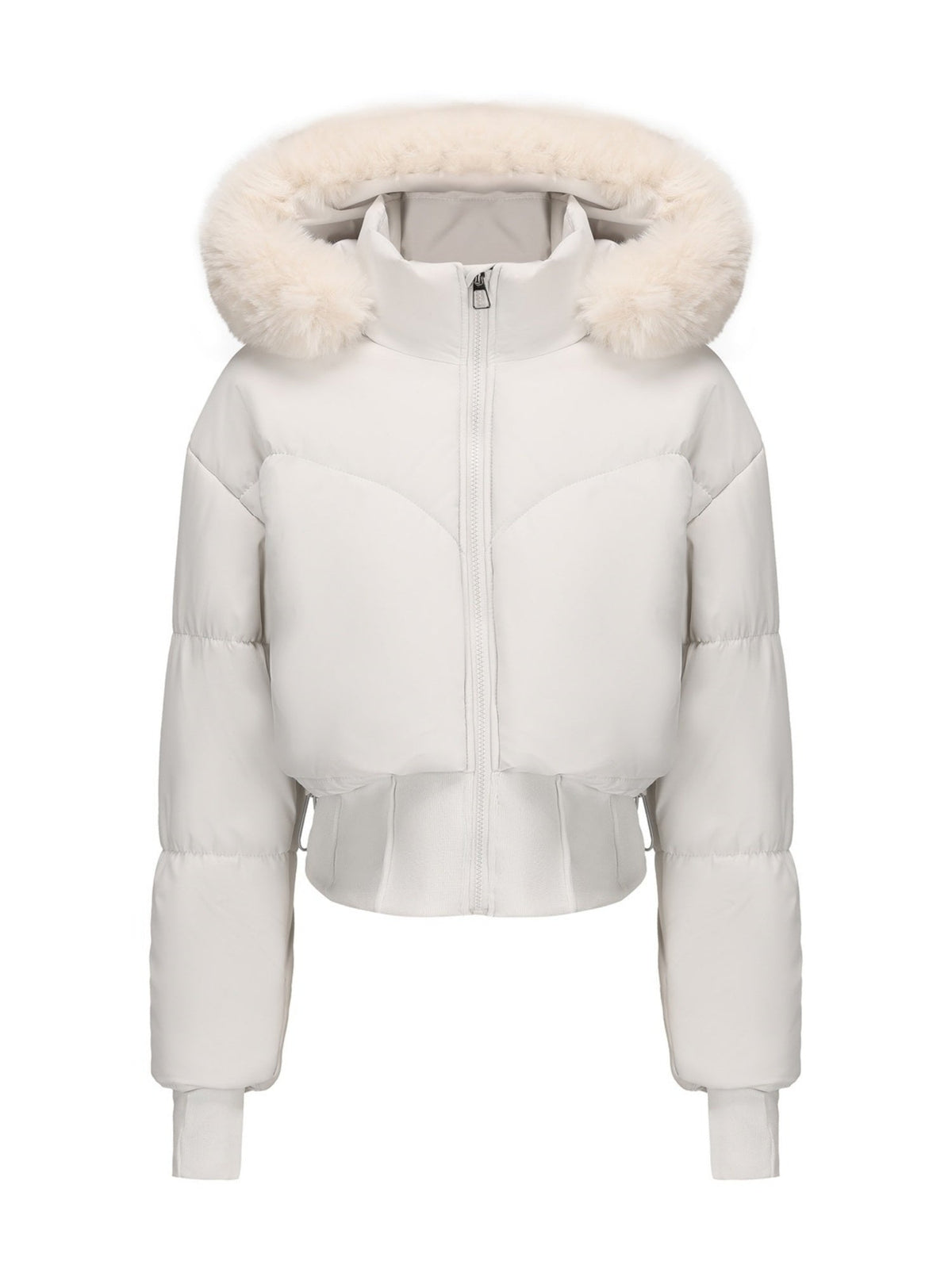 Large Fur Collar Hooded Pockets Short Waist Down Jacket