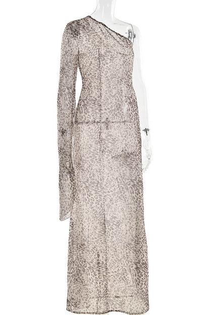 Leopard Mirage One-Shoulder Dress