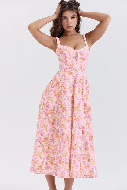 Patchwork Print Wrap Flowy Floral Dress
