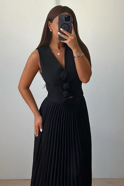 Madeline Rosette Pleated Skirt Set