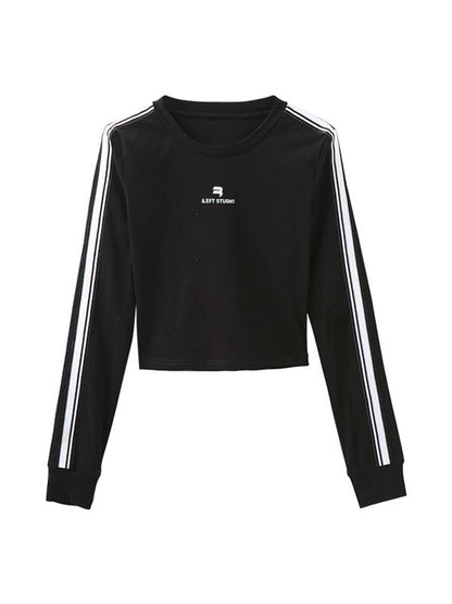 Contrast Color Print Long Sleeve Tee