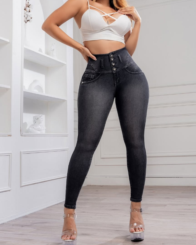 High-Waist Slim-Fit Jeans (Pre-Sale)