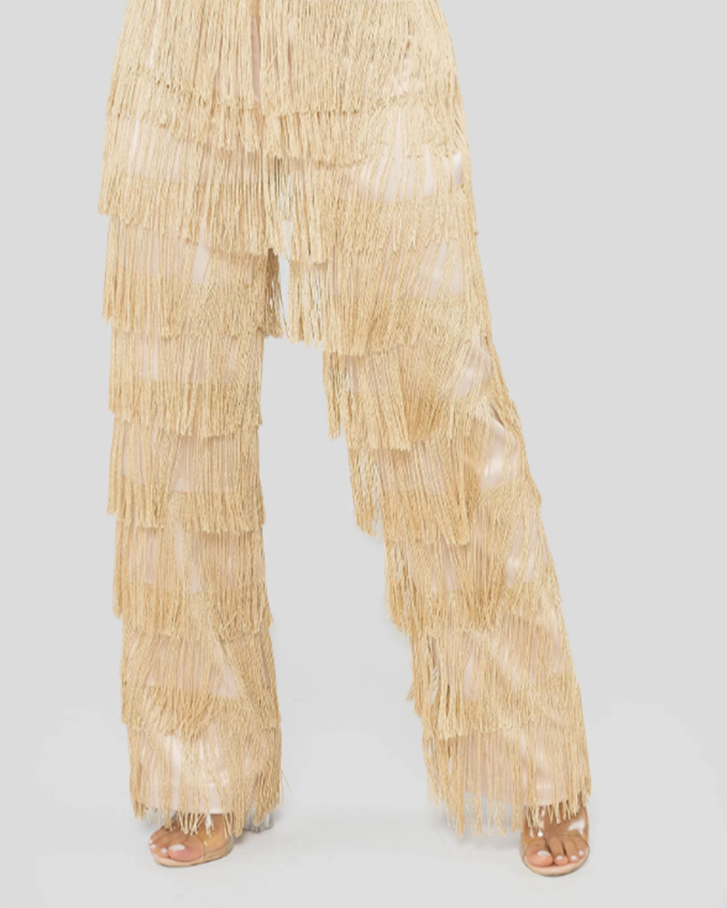 Sexy Slim Fitted Fringe Straight Leg Trousers (Pre-Sale)