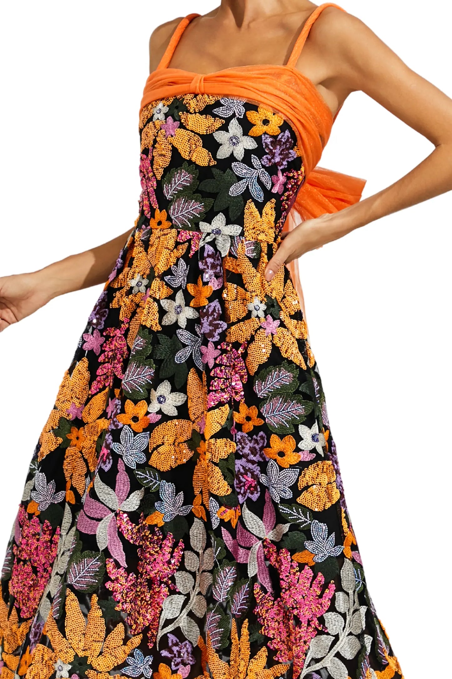 Quentin Floral Sequins Slip Maxi Dress