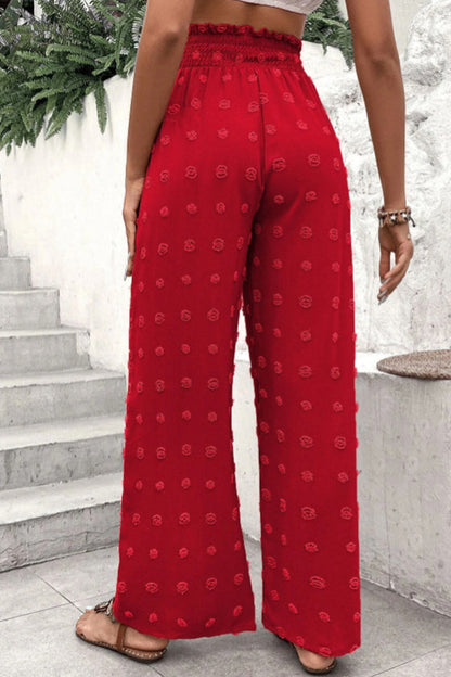 High Waist Jacquard Wide Leg Pants Casual Trousers