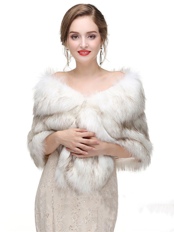 Faux Fur Wedding Wrap Bridal Shawl Winter Warm Cover Ups