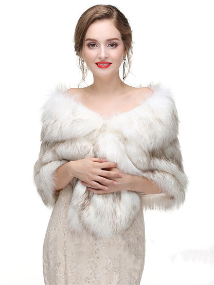 Faux Fur Wedding Wrap Bridal Shawl Winter Warm Cover Ups
