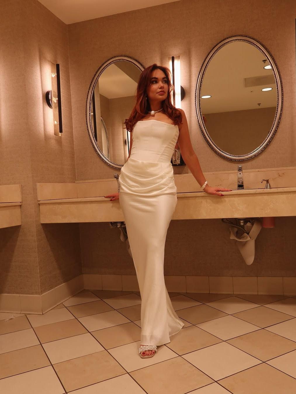 Velvet Sera Tube Corset Ruched Maxi Dress