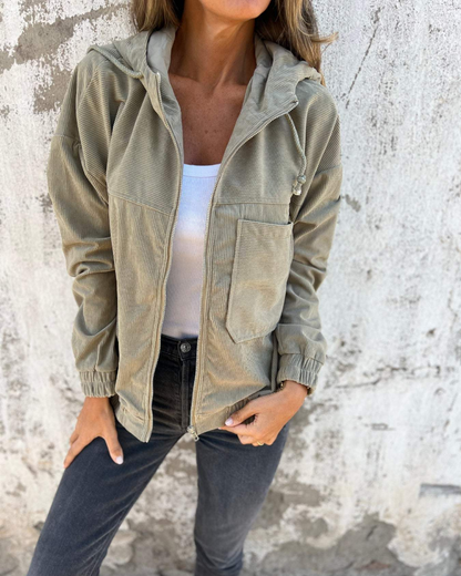 Ella | Corduroy Zip Hoodie Jacket