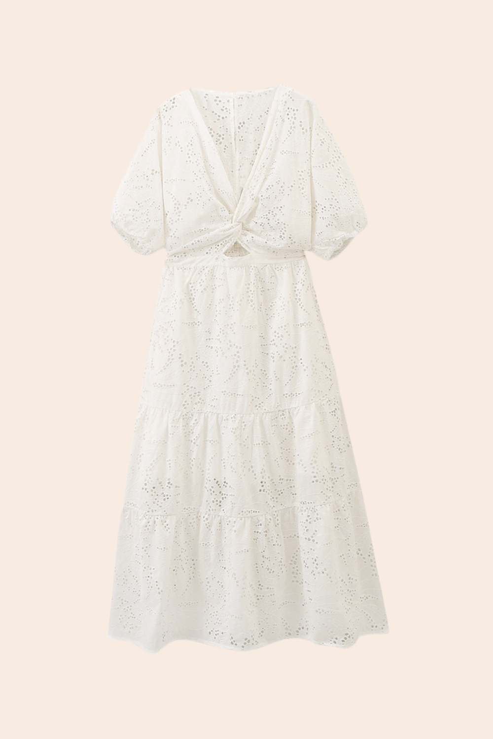 Embroidery Lace Cutout Midi Dress