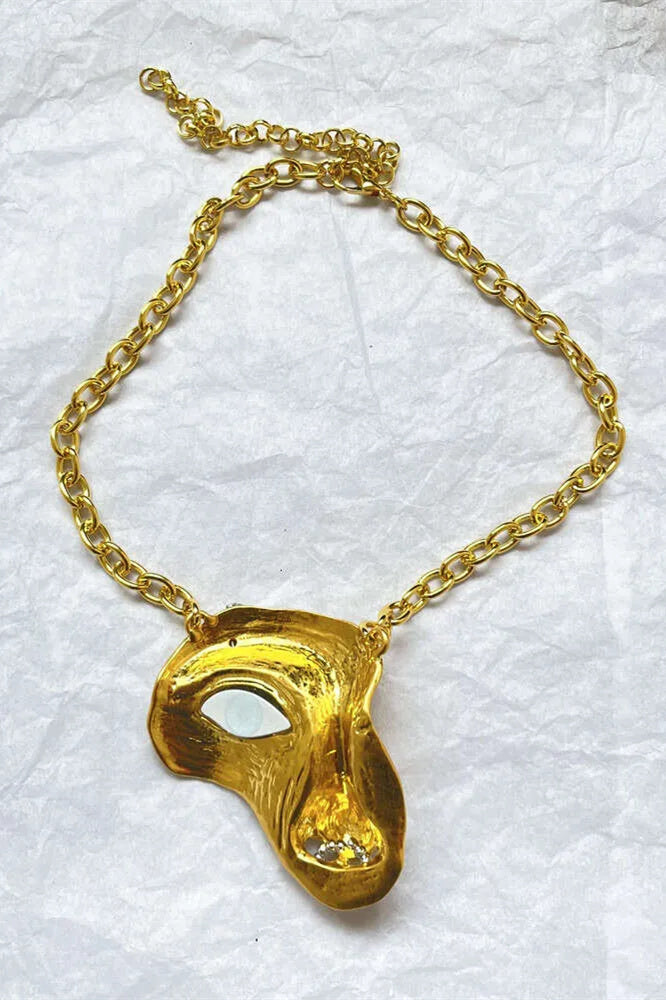 Exaggerated Face Mask Pendant Necklace