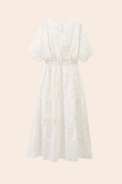 Embroidery Lace Cutout Midi Dress