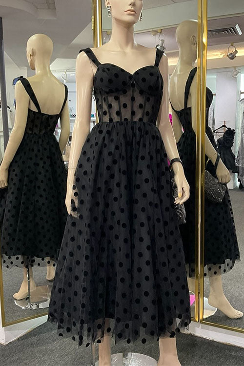 Meridress V Neck Polka Dot Mesh A-line Midi Cami Dress