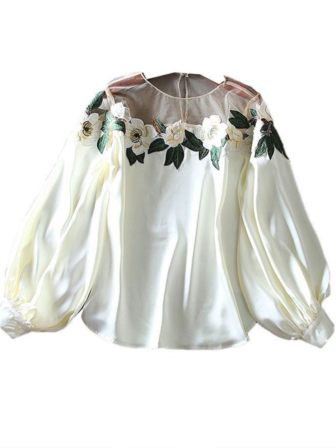 Gianna Elegant Embroidered Mesh Blouse