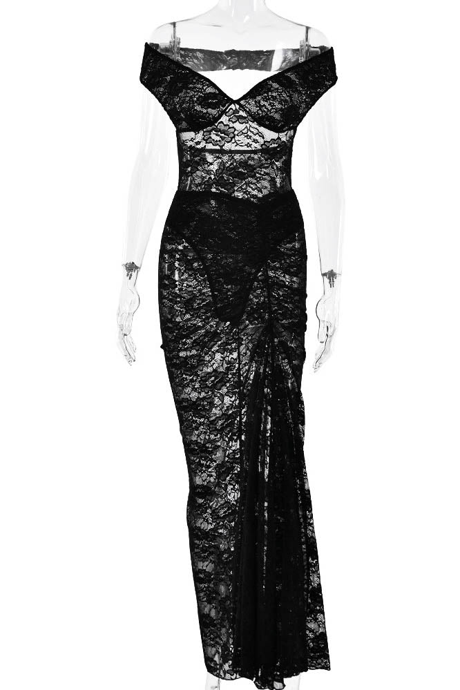 Lace Whisper – Backless Skirt Ensemble