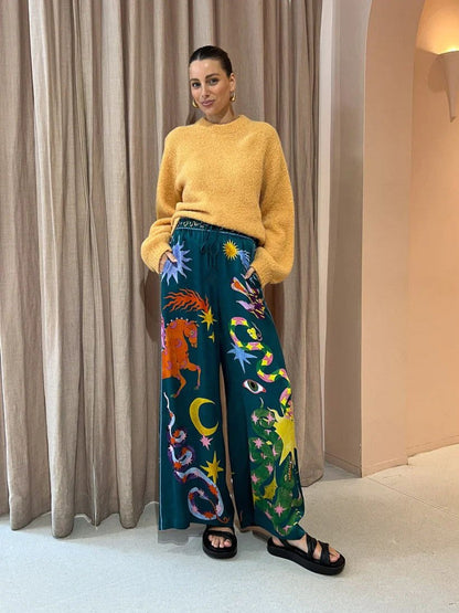 Oversized Fit Abstract Print Shirt & Pants Coord Set
