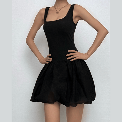 Square neck solid ruched backless cami mini dress