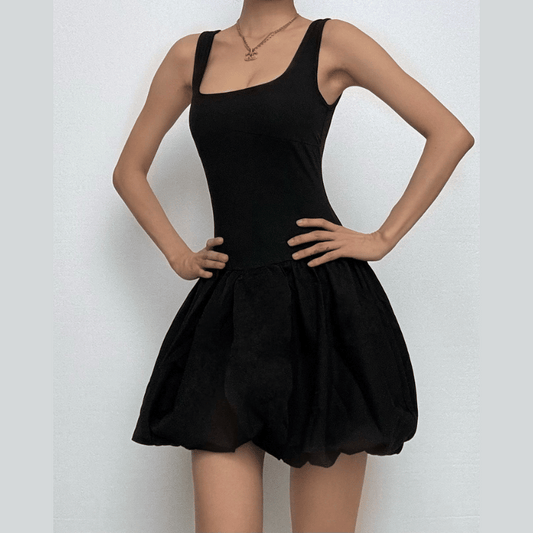Square neck solid ruched backless cami mini dress