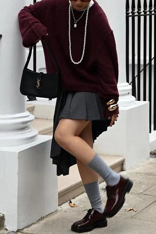 Casual Solid Crewneck Pullover Sweater