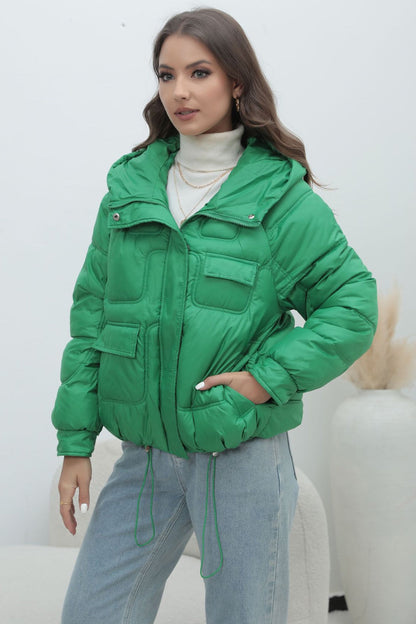 Bright Color Stand Collar Puffer Coat