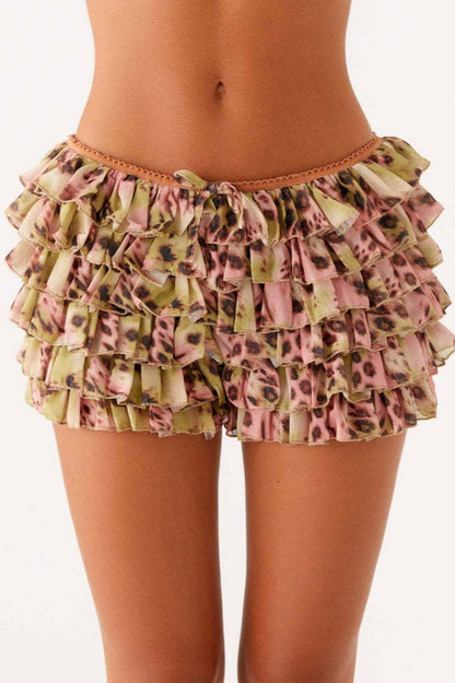 Lace Layered Ruffle Mini Skirt