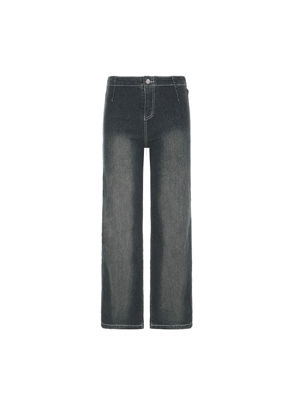 Blue Vintage Pleated Fashionable Simplicity Flare Jeans