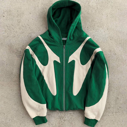 Devil Print Zip Up Hoodie